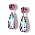 Aquamarine and Pink Sapphire Earrings in 18K Pink Gold