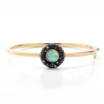 Round Opal with sapphires Stones in 18K Pink Gold