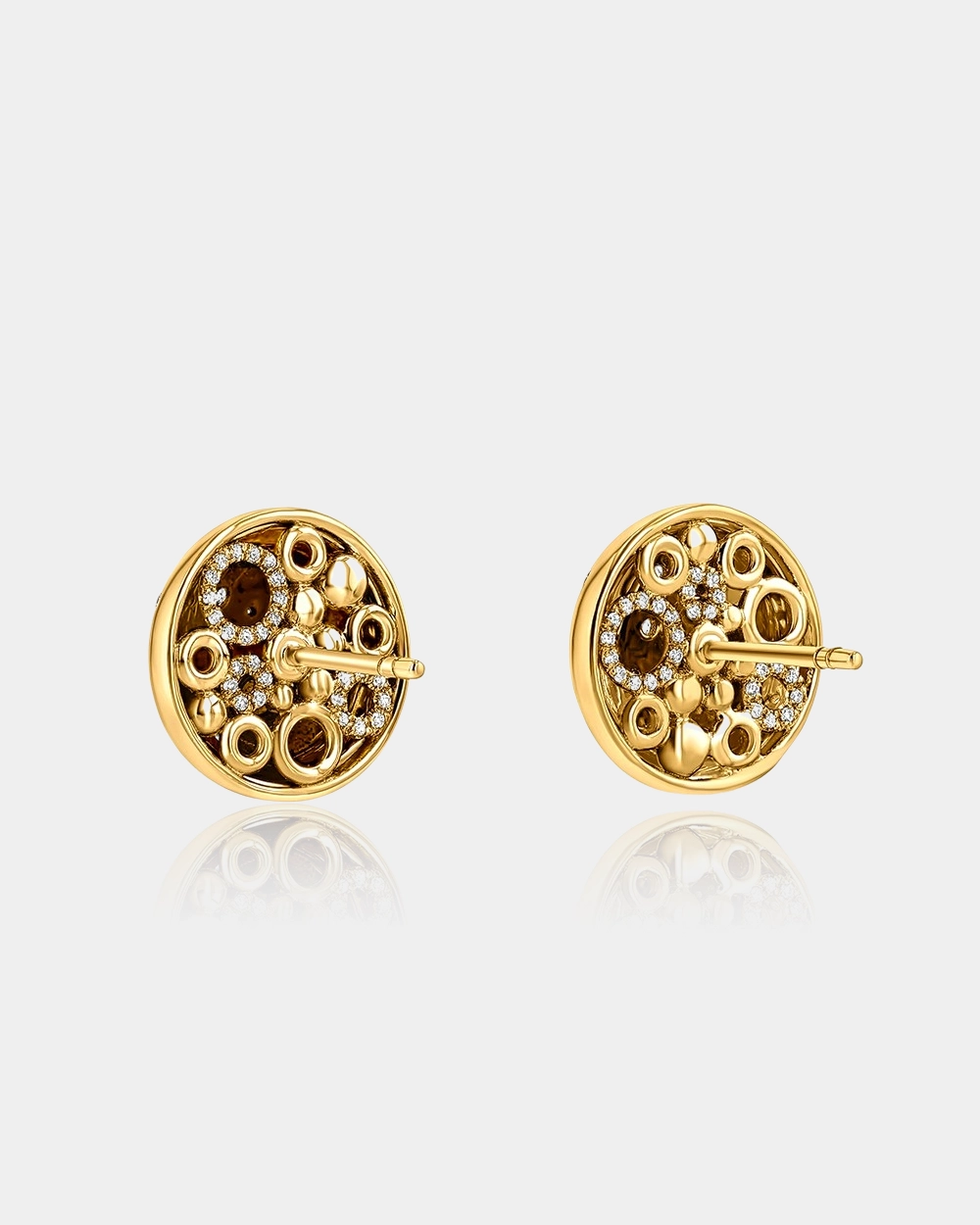 Golden Round Stud Earrings with colored stones | Round stud earrings, Stud  earrings, Stone color