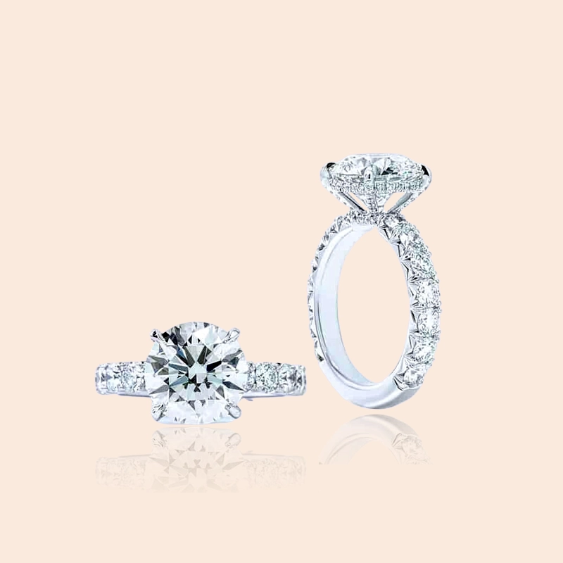high end engagement diamond ring in 18k white gold