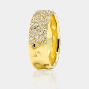 Chaos Half Pave Diamond Band in 18K Yellow Gold