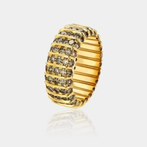 Champaign Diamonds Sedimentary   Cigar Band in 18K Yellow Gold