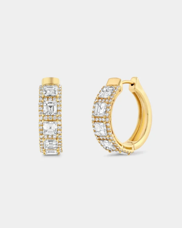 Diamond Hoop Earrings in 18K Yellow Gold